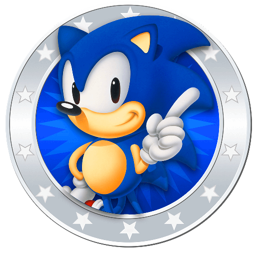 Соник илюстрация върху кръгла значка, свързана с детски стоки онлайн, пъзели, мини маус, детски часовници, блуи, подаръци