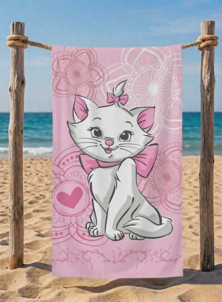 Памучна детска хавлия за плаж Marie Aristocat с изображение на котето Мари.