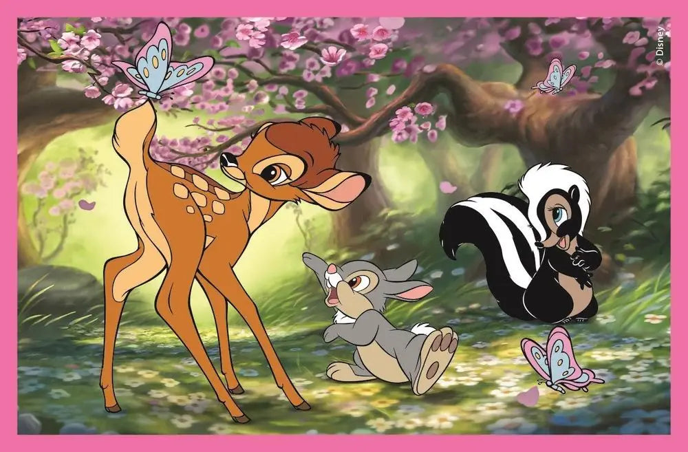 Детски пъзел Clementoni, Disney Classics, 6 кубчета с Бамби, зайче и стоножка в цветна природа.