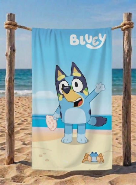 Детска хавлия за плаж Bluey – 140x70 см, бързо съхнеща, за плаж и басейн