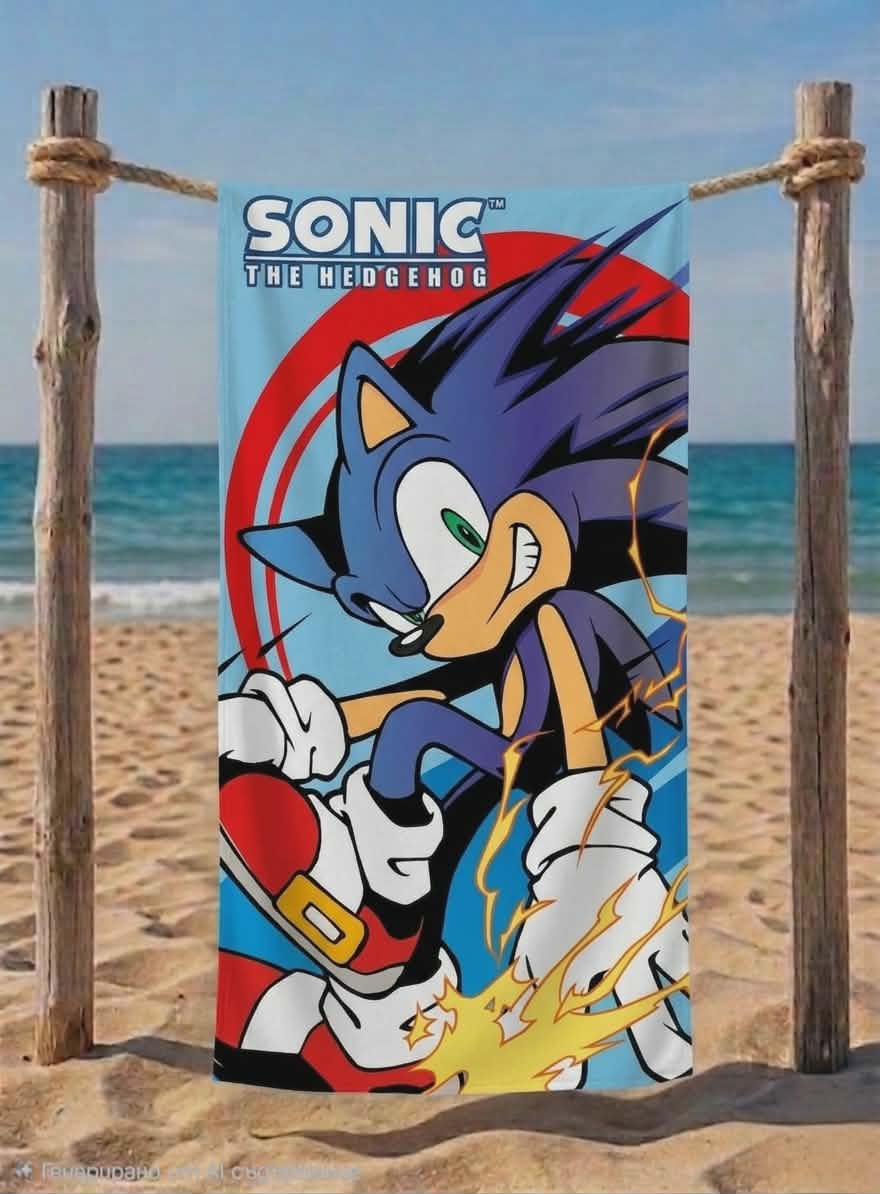 Детска хавлия за плаж Sonic – размер 140/70 см