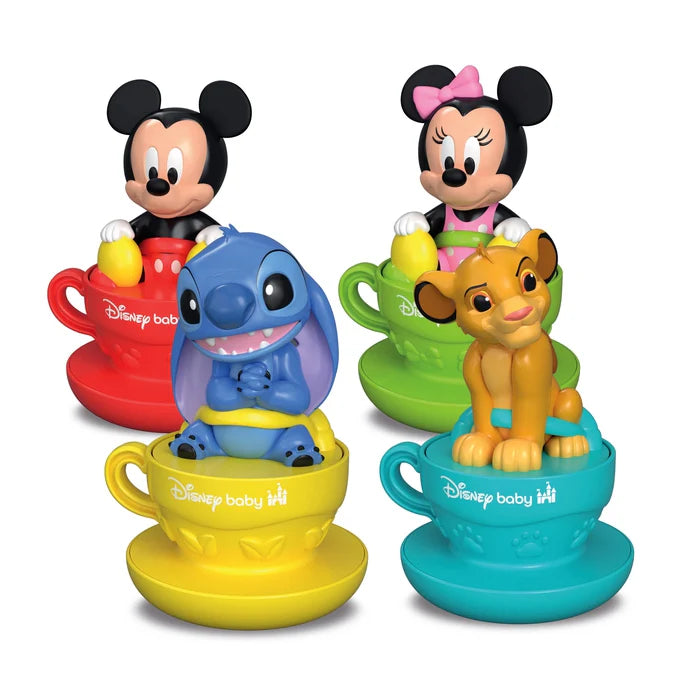 Въртяща се фигура върху чаша Mickey Mouse, Clementoni с герои Мики, Мини, Симба и Стич - детски играчки