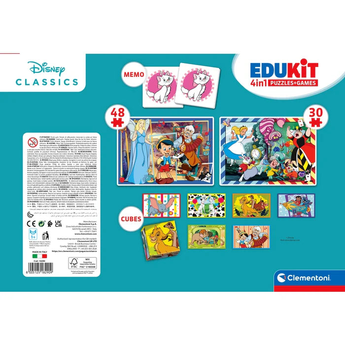 Комплект игра/пъзел, 4 в 1 Clementoni Disney - забавна колекция от игри и пъзели