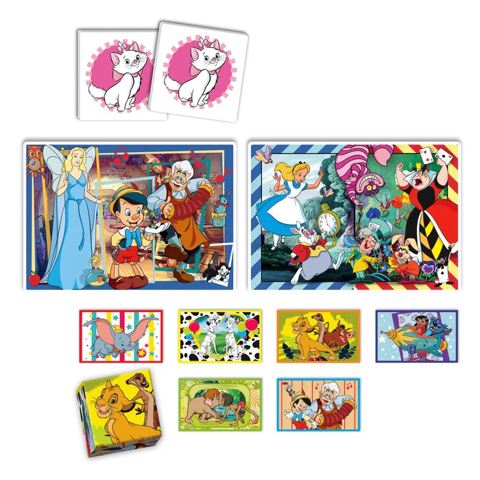 Комплект игра/пъзел, 4 в 1 Clementoni Disney, цветни пъзели с любимите герои от Дисни.