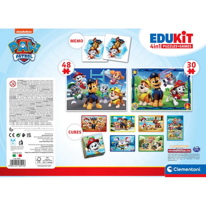 Комплект игра/пъзел, 4 в 1 Clementoni Paw Patrol с игри и пъзели за деца, STEM обучение.