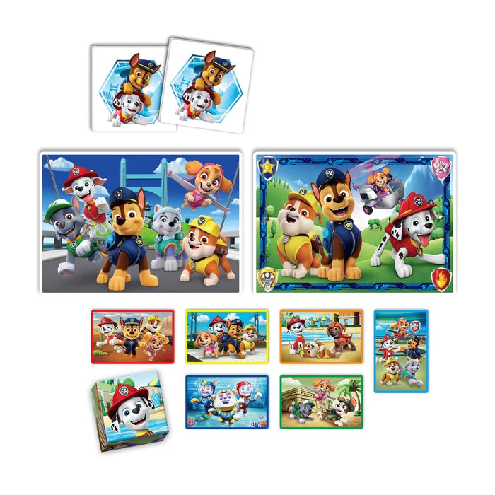 Комплект игра/пъзел, 4 в 1 Clementoni Paw Patrol - образователни игри за деца с любими герои.