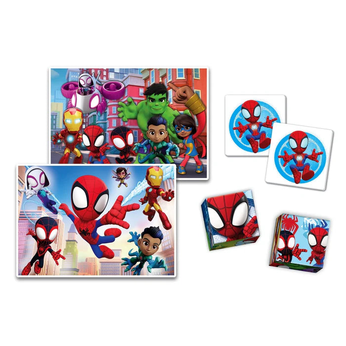 Комплект игра/пъзел, 4 в 1 Clementoni Spidey с герои от Спайдърмен и приятели.