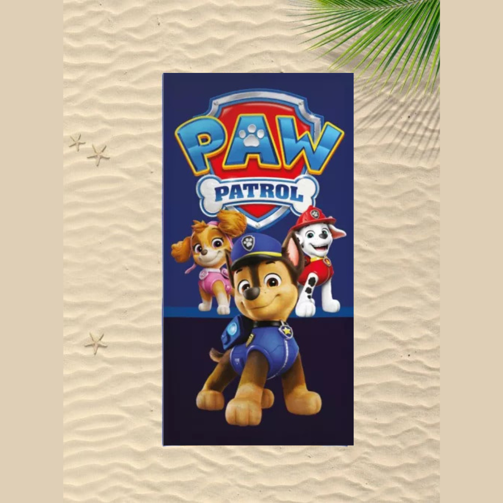 детска хавлия за плаж в синьо с кучетата от пес патрул