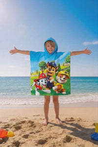 Детско плувно пончо с качулка Paw Patrol – 100% памук, 115x50 см, за плаж и басейн