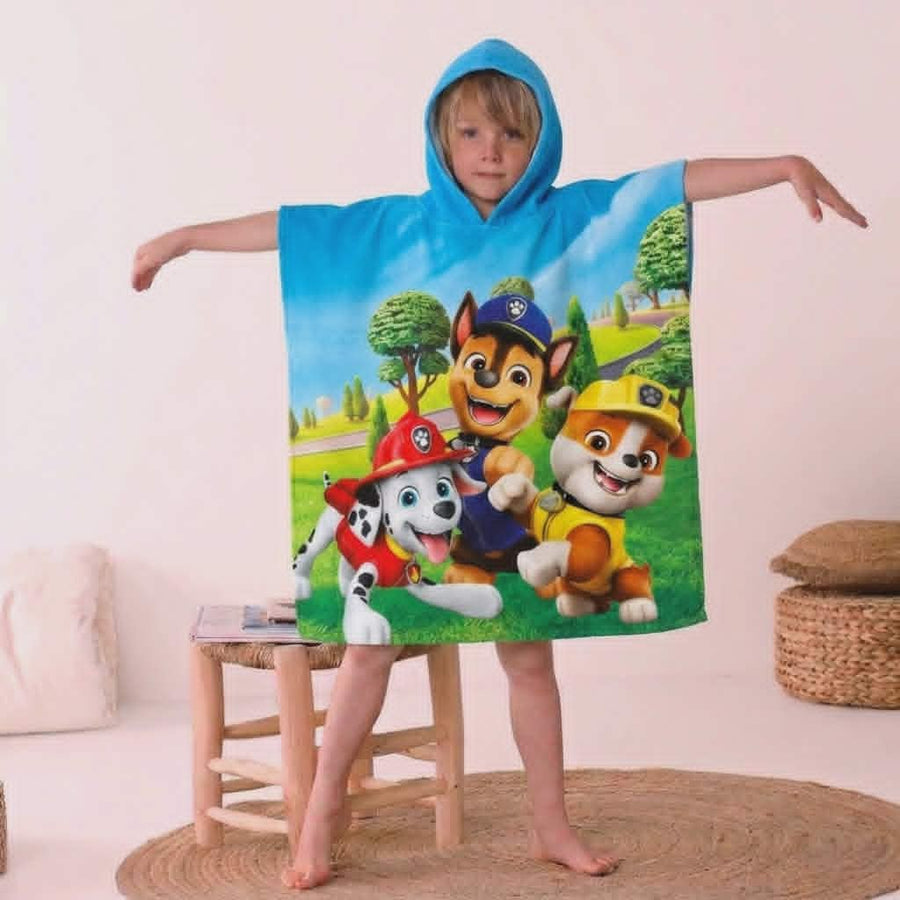 Детско плувно пончо с качулка Paw Patrol – 100% памук, 115x50 см, за плаж и басейн