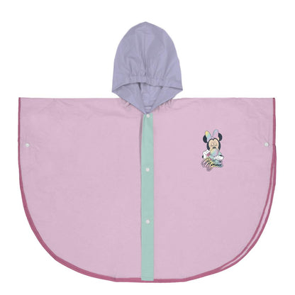 Детски дъждобран Minnie Mouse с качулка, идеален за игри на открито при дъжд.