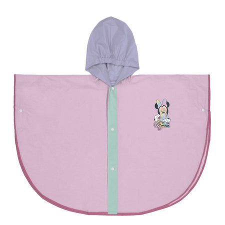 Детски дъждобран Minnie Mouse с качулка, идеален за игри на открито при дъжд.