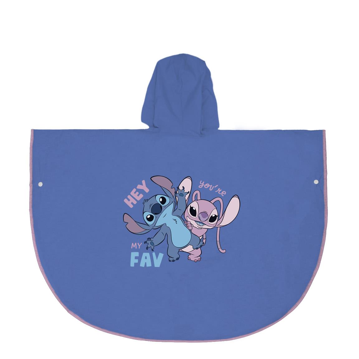 Детски дъждобран Stitch с качулка и забавен принт на Стич и Лило.