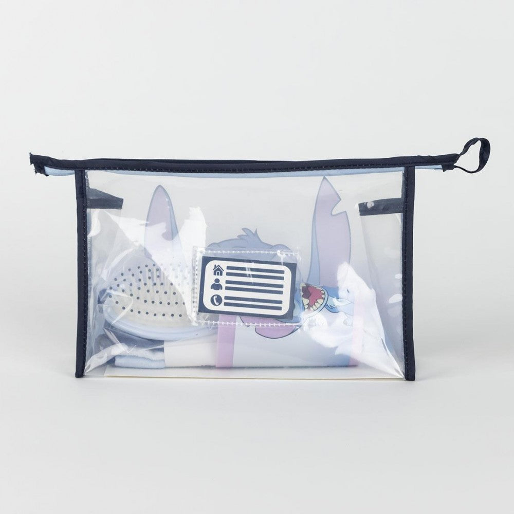 Тоалетни принадлежности Mickey Mouse в прозрачна чантичка с цветни аксесоари за хигиена на деца.