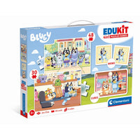 Комплект игра/пъзел, 4 в 1 Clementoni Bluey - кутия с образователни игри за предучилищна възраст