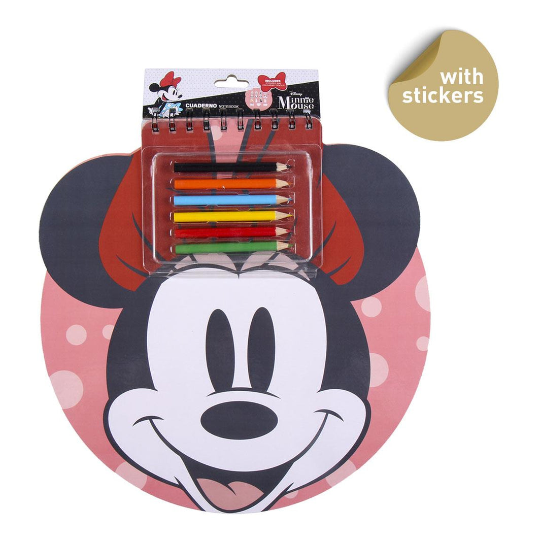 Книжка за оцветяване и рисуване Minnie Mouse с цветни моливи и стикери за детски игри и творене.