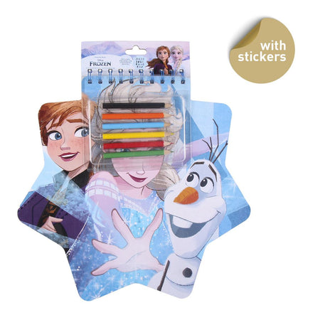Книжка за оцветяване и рисуване Frozen със стикери и цветни моливи