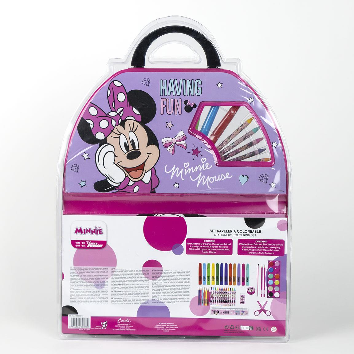 Комплект за рисуване, куфар Minnie Mouse с цветни маркери и материали за творчество.