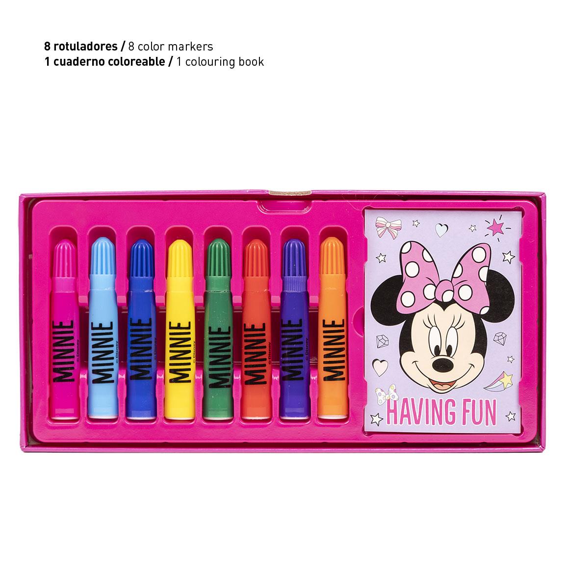 Куфар за рисуване Minnie Mouse с 8 маркера и книжка за оцветяване