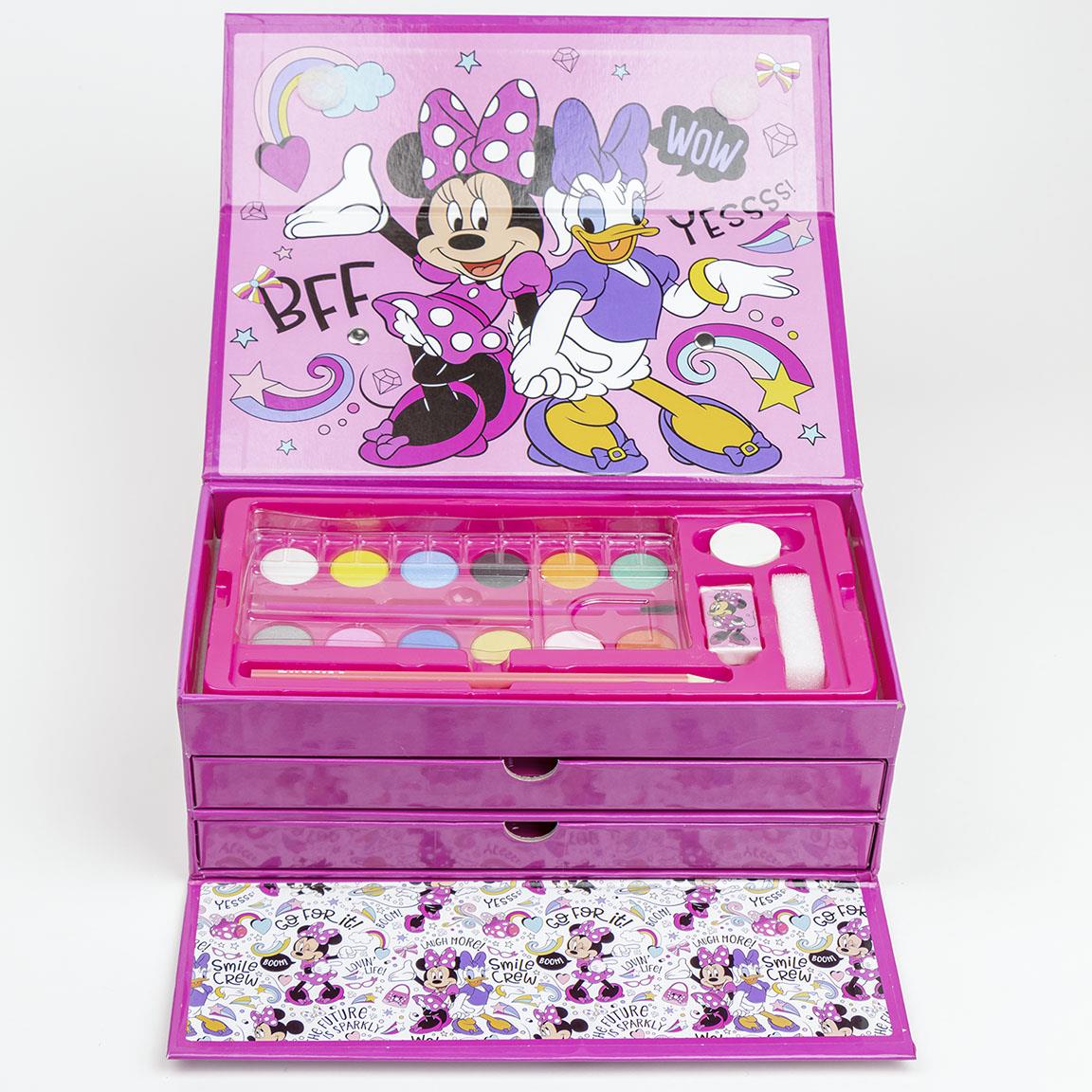 Куфар за рисуване Minnie Mouse с комплект за рисуване, включващ цветни бои и аксесоари