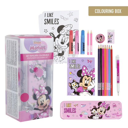 Комплект за оцветяване Minnie Mouse с цветни моливи и картонени листи.