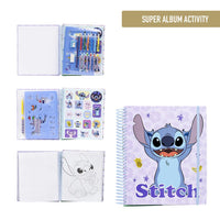 Албум за рисуване и оцветяване Stitch с различни занимания и материали за малки художници.