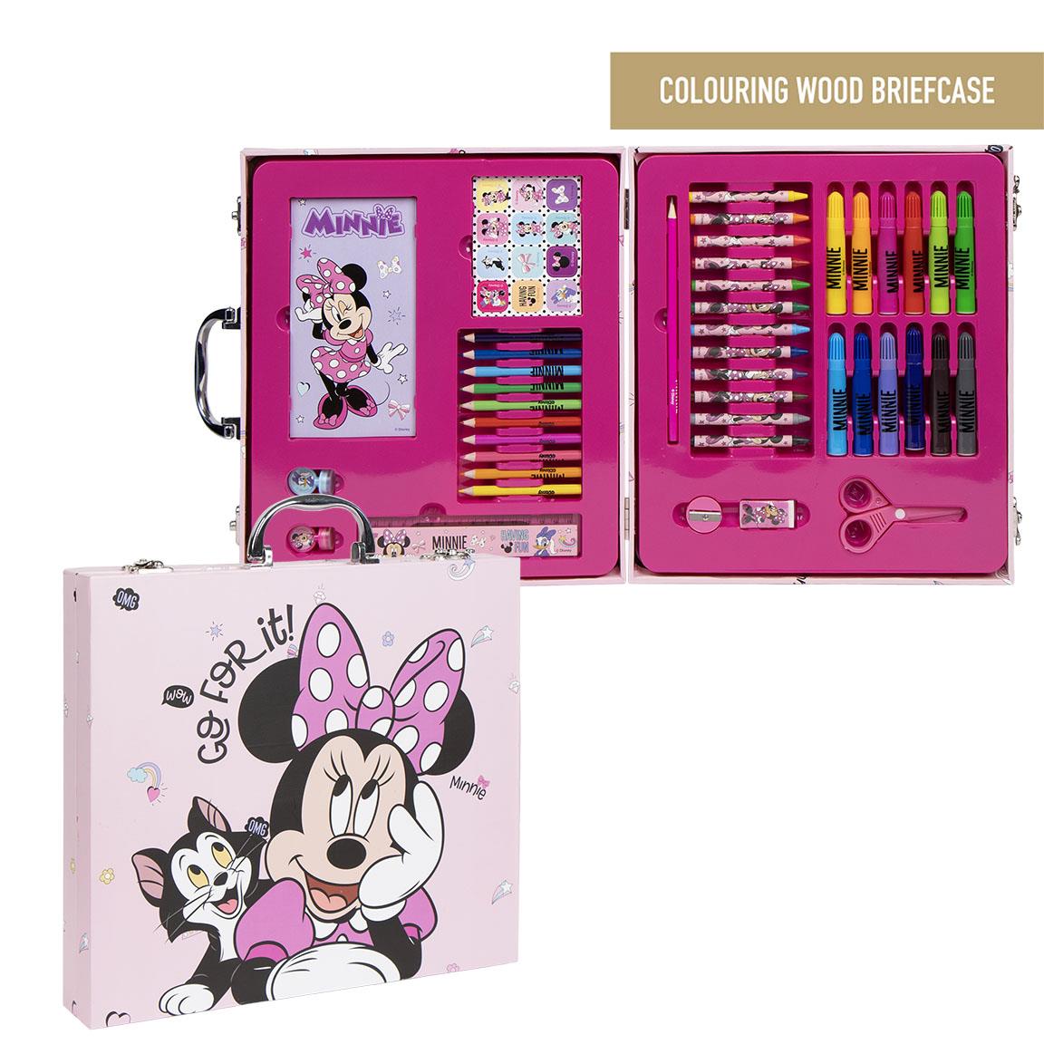 Куфар за рисуване Minnie Mouse с 42 части в розов дизайн и компактно преносимо куфарче.