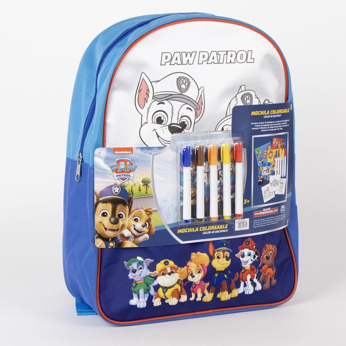 Детска раница за градина с комплект за оцветяване Paw Patrol - идеална за малки фенове на Пес Патрул.