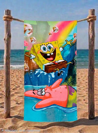 Детска хавлия за плаж Спондж Боб 140x70 см – памучна хавлия с принт SpongeBob за деца