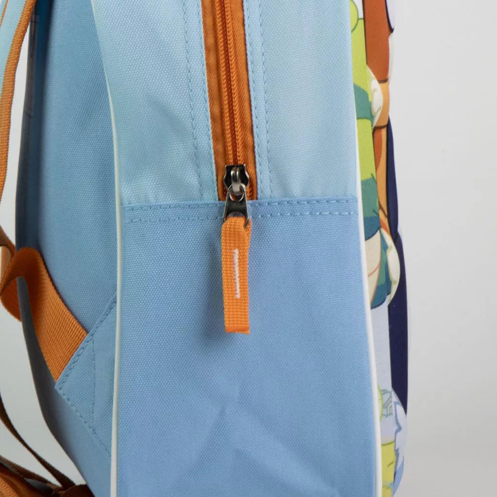 3D детска раница за градина Bluey с цветен дизайн и здрави детайли.