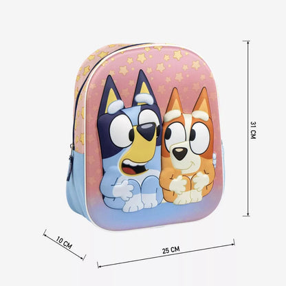 3D детска раница за градина Bluey с уникален дизайн и ярки цветове, подходяща за малки момиченца.