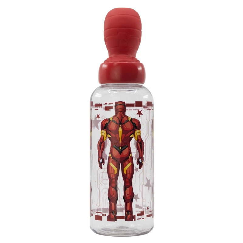 Бутилка за вода Iron man 560ml, 3D капачка с изображение на Железния човек.