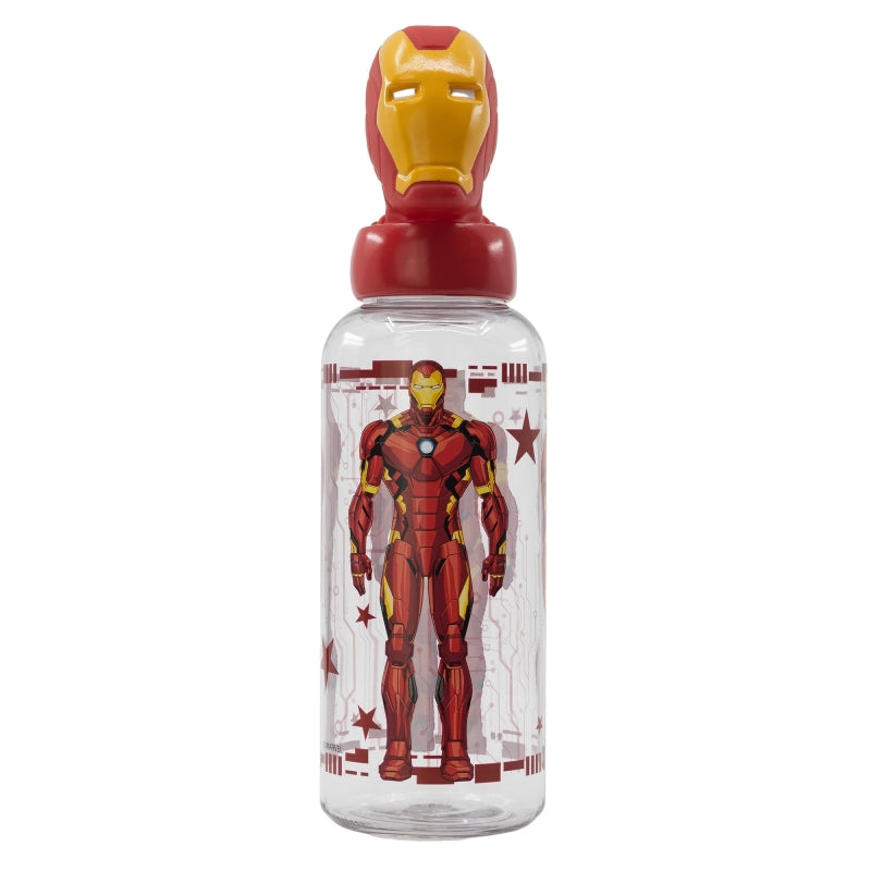 Бутилка за вода Iron man 560ml, 3D капачка с изображение на Железния човек.