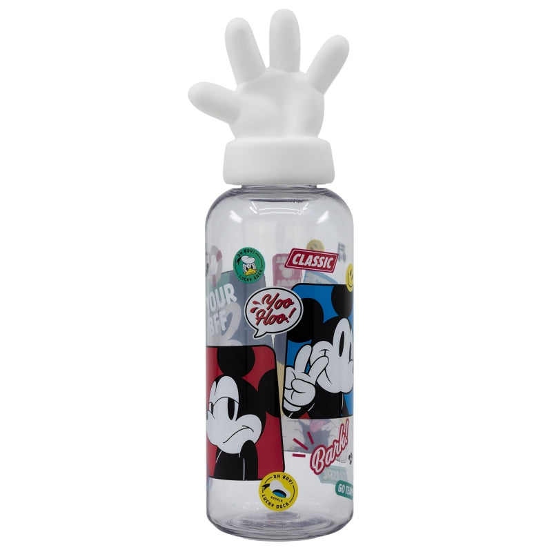 Бутилка за вода Mickey Mouse 560ml, 3D капачка с ръка и цветен дизайн