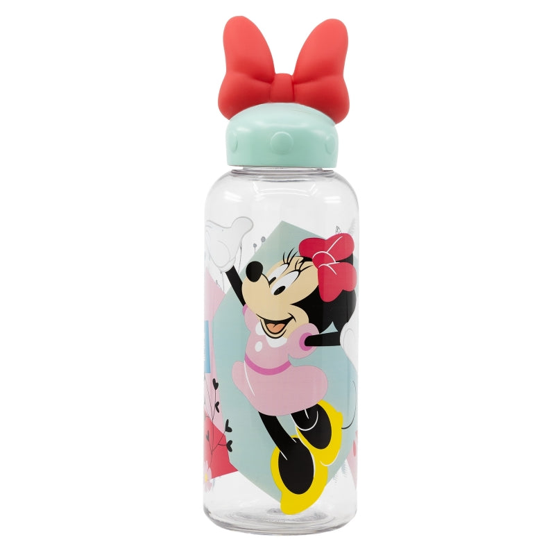 Бутилка за вода Minnie Mouse 560ml, 3D капачка с ярък дизайн и удобна дръжка.