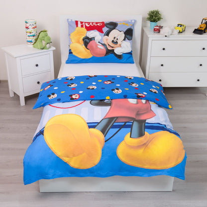 Детско двулицево спално бельо Mickey Mouse с ярки цветове и мотиви, идеално за детско легло.