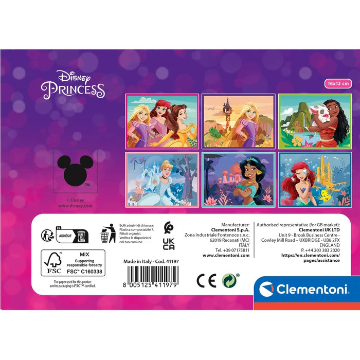 Детски пъзел Clementoni, Disney Princess, 12 кубчета с цветни анимационни герои от Disney
