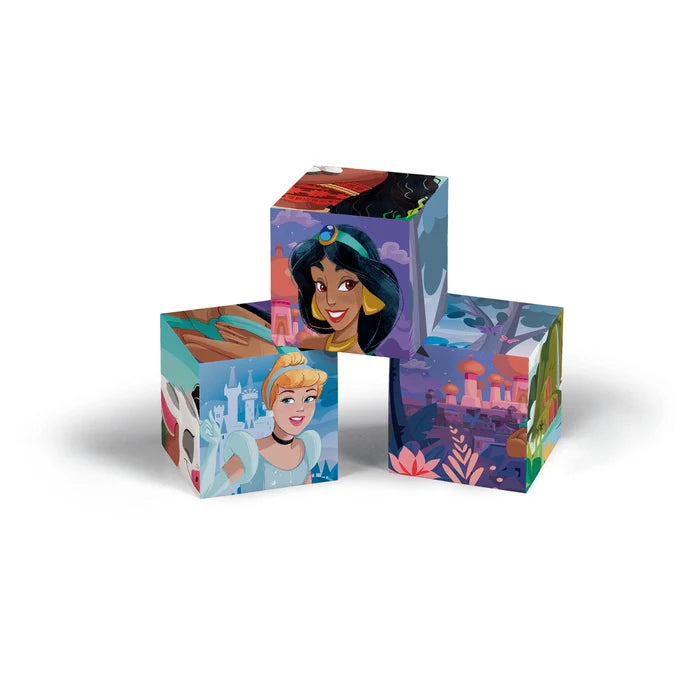 Детски пъзел Clementoni, Disney Princess, 12 кубчета, сцени с принцесите Ариел и Пепеляшка.