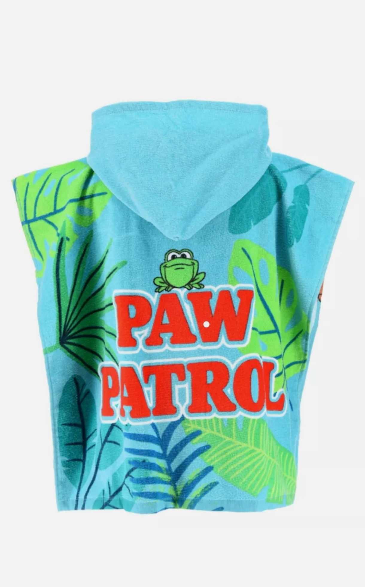 Детско пончо за плаж Paw Patrol с качулка и цветен дизайн на листа.
