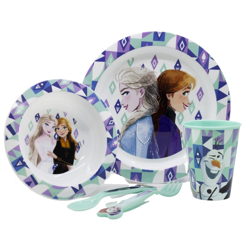 Комплект за хранене Ана и Елза FROZEN с чаша, купа, чиния и прибори.