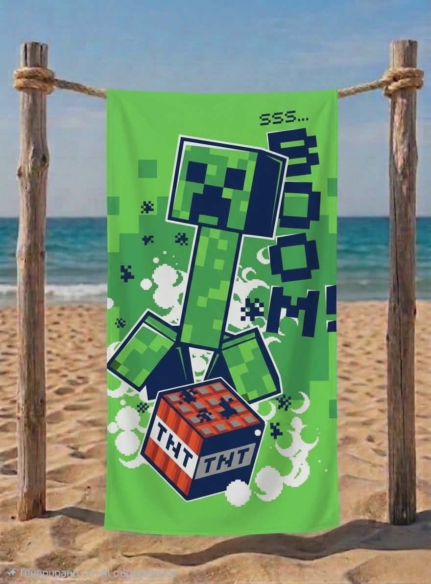 зелена хавлия за плаж с minecraft