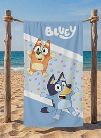 Памучна детска хавлия за плаж Bluey – 100% памук, 140x70 см, мека и бързо абсорбираща