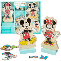 Disney Дървен Магнитен Комплект Mickey & Minnie – 54 Части с фигури и магнитни аксесоари за детски игри.