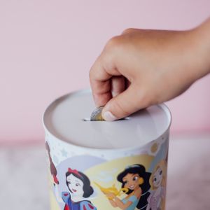 Метална касичка Princess, детска касичка с принцеси, спестяване за малки момичета