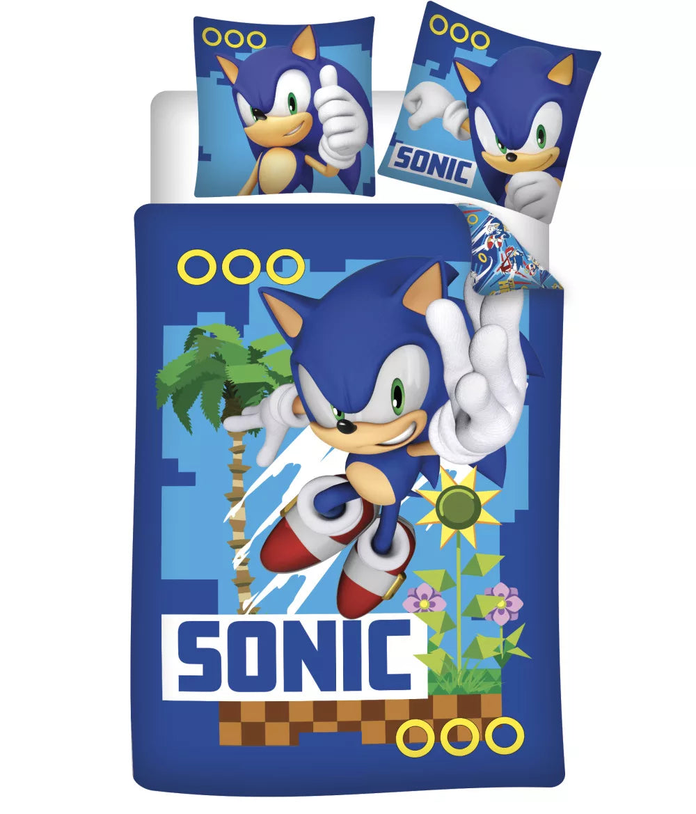 Детско двулицево спално бельо Sonic – 100% памук, плик 140x200 см и калъфка 70x90 см