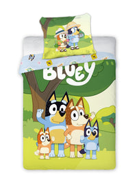 Детско двулицево спално бельо Bluey с Блуи и Бинго, размер 140 х 200 см, 100% памук.