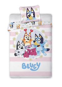 Детско двулицево спално бельо Bluey и Bingo – 100% памук, плик 140x200 см и калъфка 70x90 см