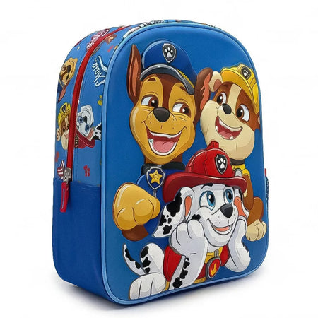 Синя 3D детска раница Paw Patrol с Чейс, Маршал и Рабъл, размер 30x25x12 см, подходяща за градина