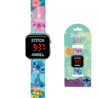 Детски LED часовник Stitch с червени LED цифри, дизайн Stitch и цветна каишка, спящ дисплей и бутон за показване на час