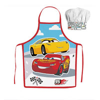 Детска престилка и шапка за готвене Disney Cars с весел дизайн, идеален за малки готвачи.